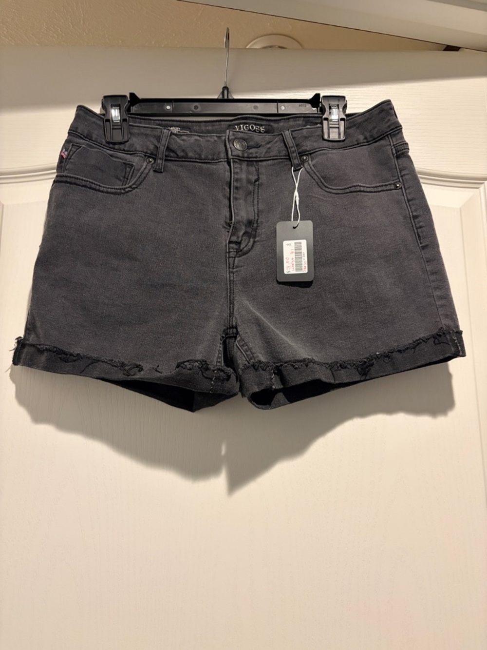 Vigoss Black Frayed Hem Denim Shorts